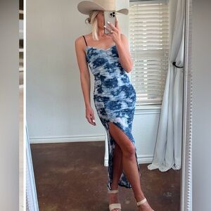 Women’s, Blue and White, Mesh Dress